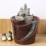 (Test product) Creative Castle House Shaped Resin Garden Pot New Novelty Bonsai Plant Flower Pot For Office Desk Decorations