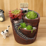 (Test product) Creative Castle House Shaped Resin Garden Pot New Novelty Bonsai Plant Flower Pot For Office Desk Decorations