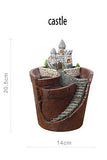 (Test product) Creative Castle House Shaped Resin Garden Pot New Novelty Bonsai Plant Flower Pot For Office Desk Decorations