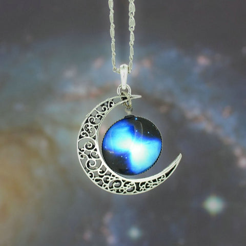 Silver Moon Galaxy Necklace – God4space