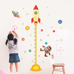 Solar System Rocket Height Measure Chart Wall Stickers